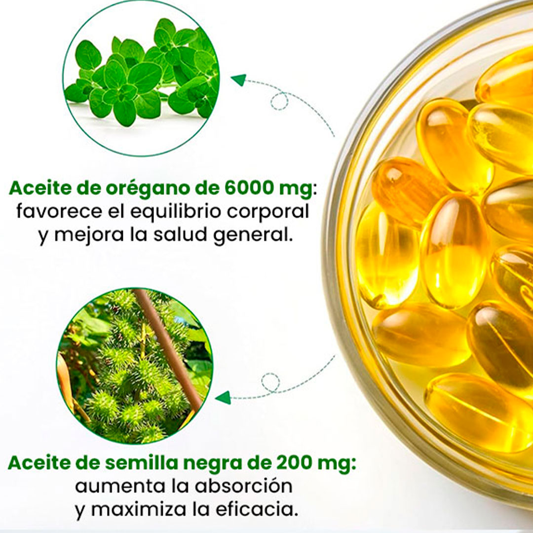 120 Cápsulas de oregano con semilla negra💊Resalta defensa inmune + combinación de ingredientes naturales potentes
