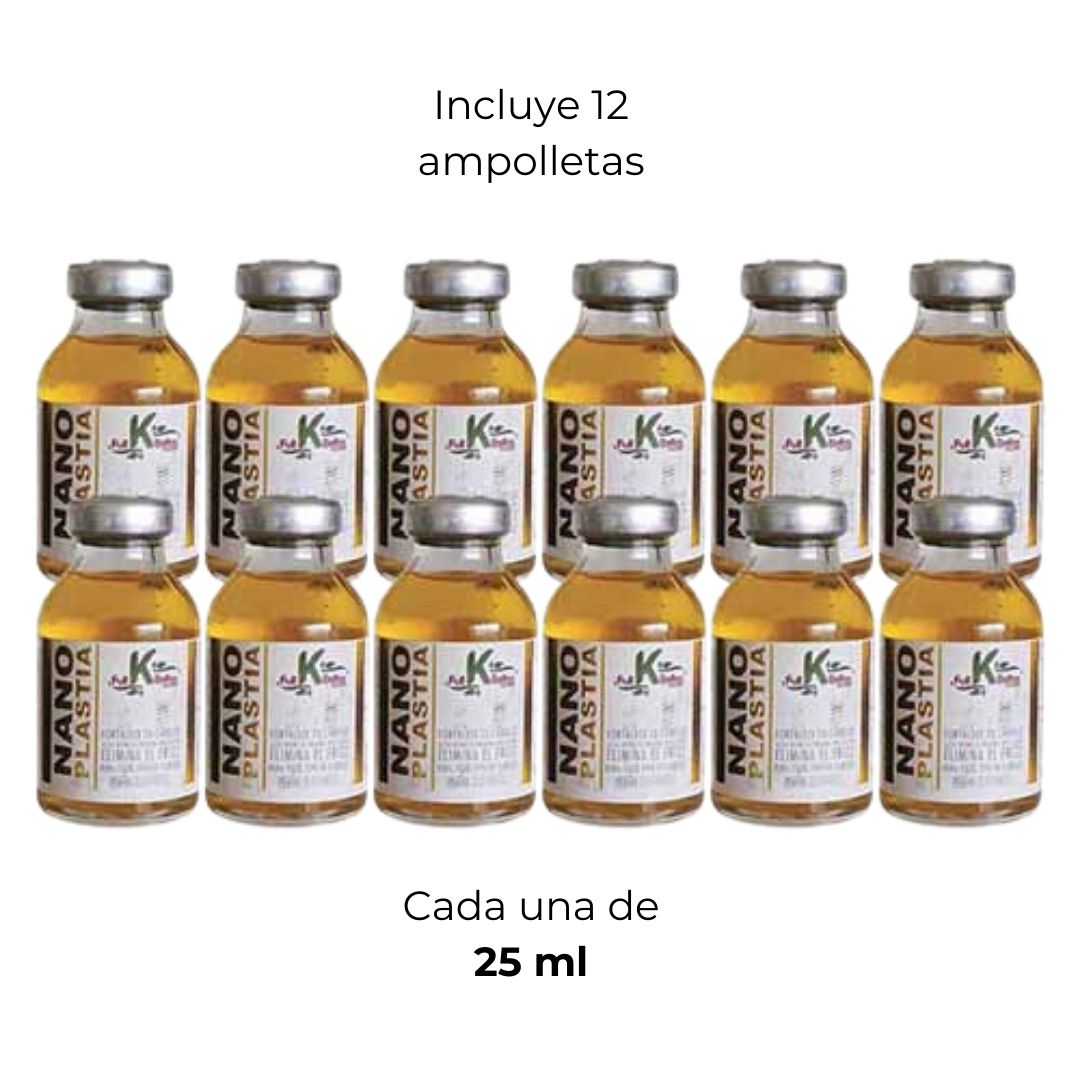 Set de 12 ampollas de nano plastia de 25ml para reparación y alisado del cabello