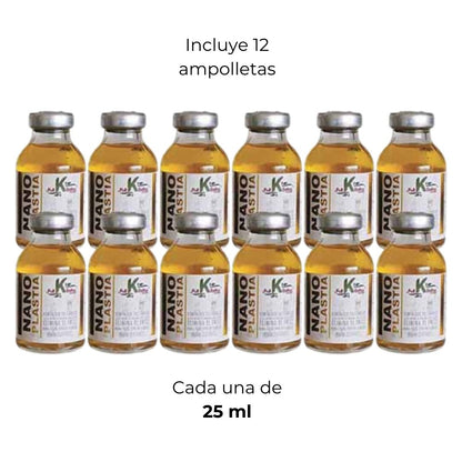Set de 12 ampollas de nano plastia de 25ml para reparación y alisado del cabello