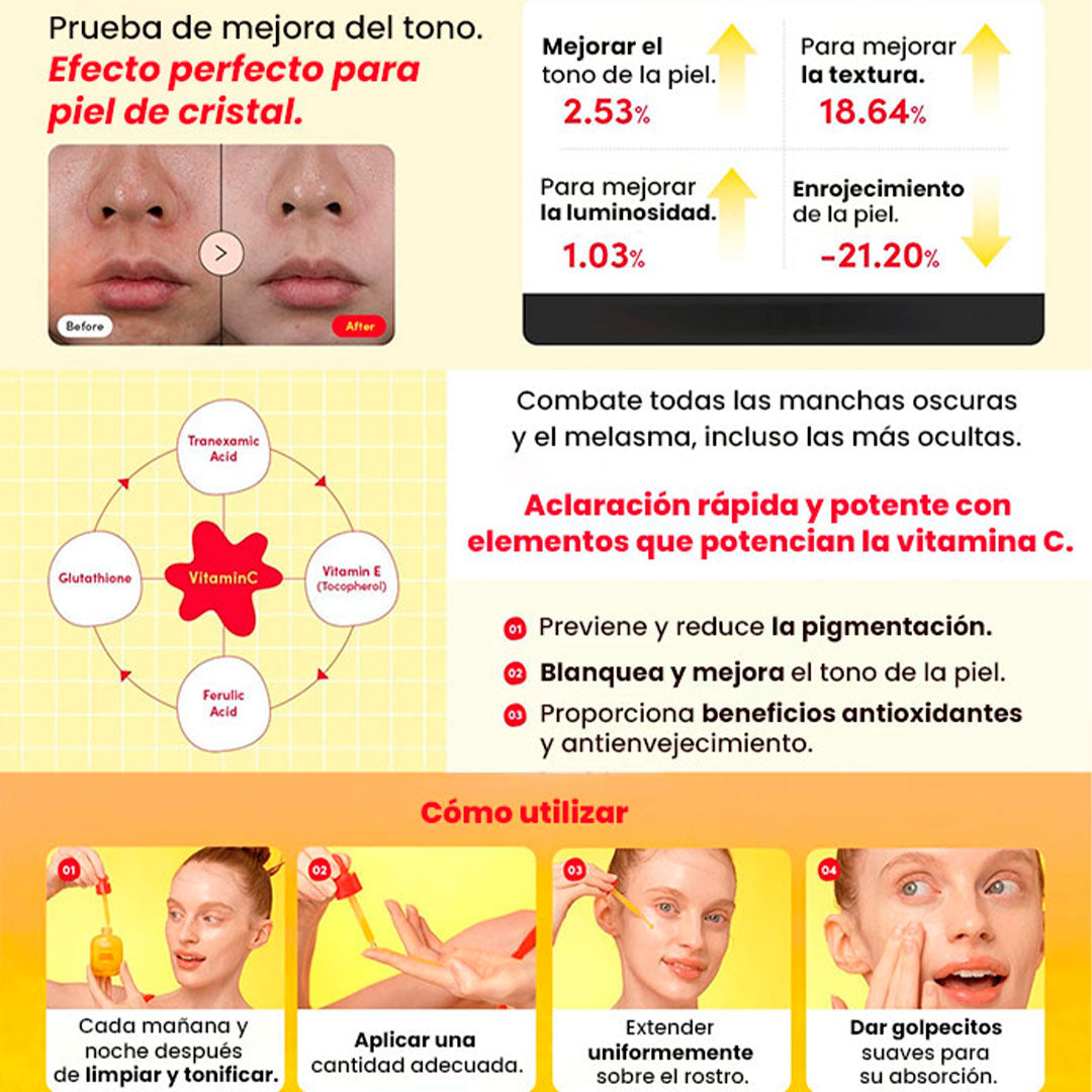 Suero iluminador de vitamina C con niacinamida que reduce manchas y cicatrices de acné🌸Renueva, ilumina, transforma
