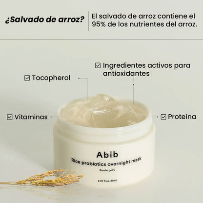 Abib Mascarilla Nocturna de Probióticos de Arroz: 🌾La Mascarilla Coreana que Transforma tu Rostro Mientras Duermes.
