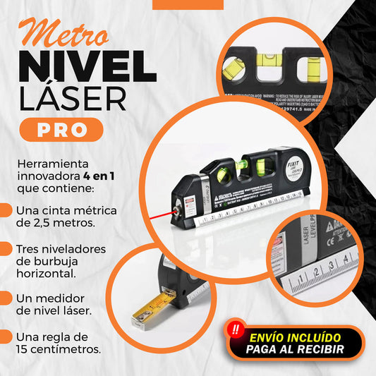 Metro con Nivel Láser Profesional 3 en 1 – Medición Precisa y Alineación Perfecta🚇